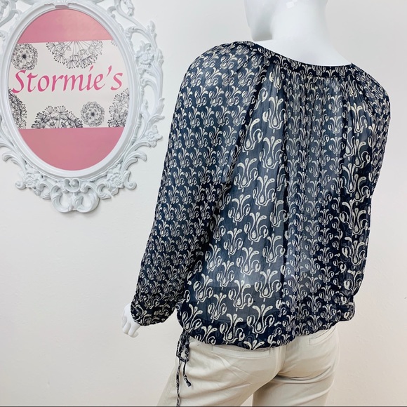 John Roeshaw for Lucky / Sheer Blue White Blouse - Picture 3 of 7